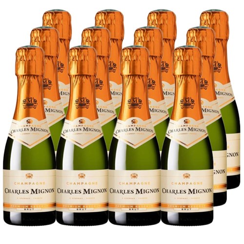 Case of 12 Bottles of Mini Charles Mignon Brut Champagne 20cl – Ideal for Parties or Giveaways